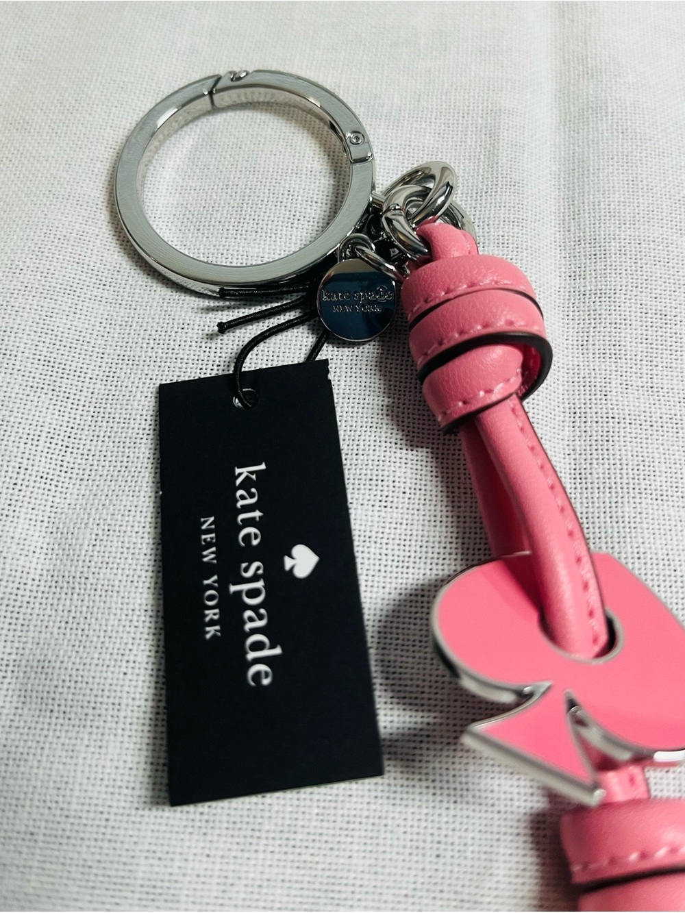 Kate Spade New York Pink Leather Keychain/Bag Charm Tassel - Picture 2 of 4
